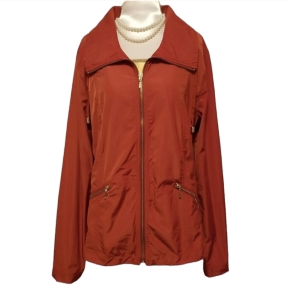 Zenergy By Chico's Rust / Orange Windbreaker Jacket / Lightweight Jacket